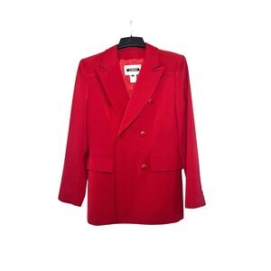 VOTRENOM PARIS Red Double Breasted Blazer Jacket Women Size 2 Microfiber Acetate